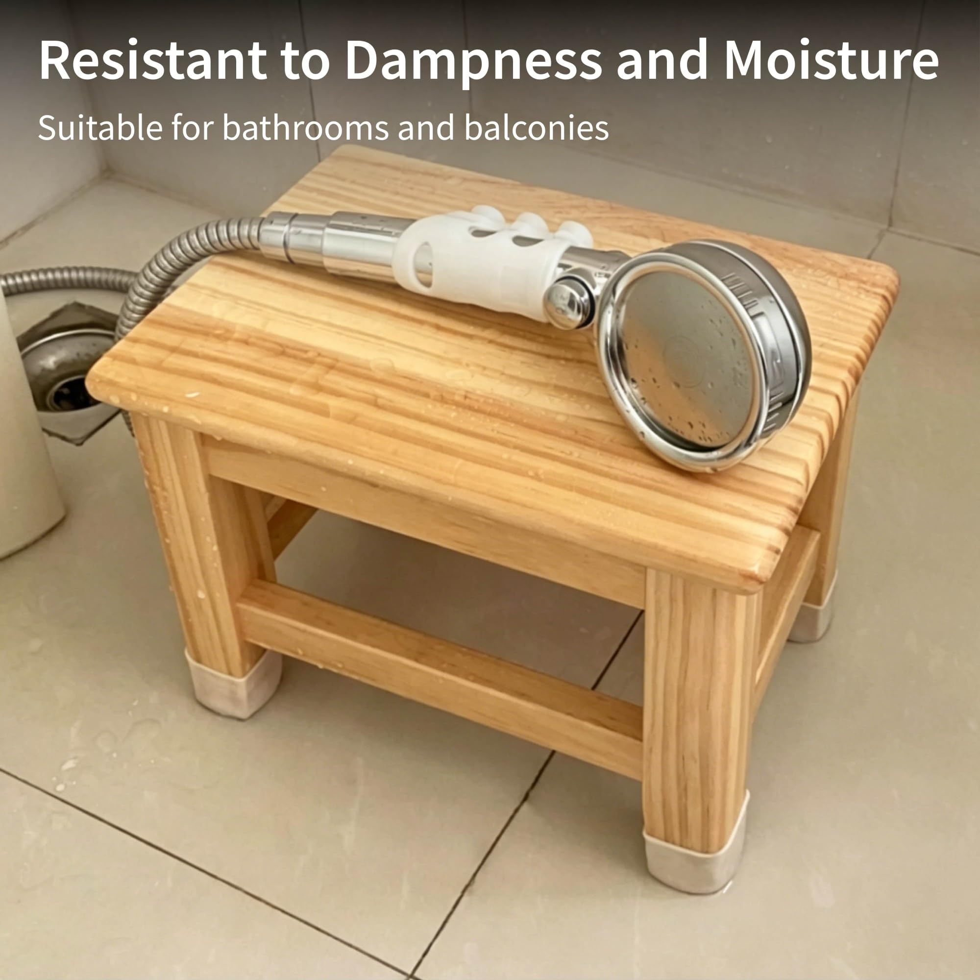 Taburete De Ducha Compacto Madera Maciza,Almohadillas Antideslizantes for Seguridad,Asiento De Baño Diseñado for Ancianos,Adultos Y Personas Con Discapacidad(Natural,H20cm/7.9in)