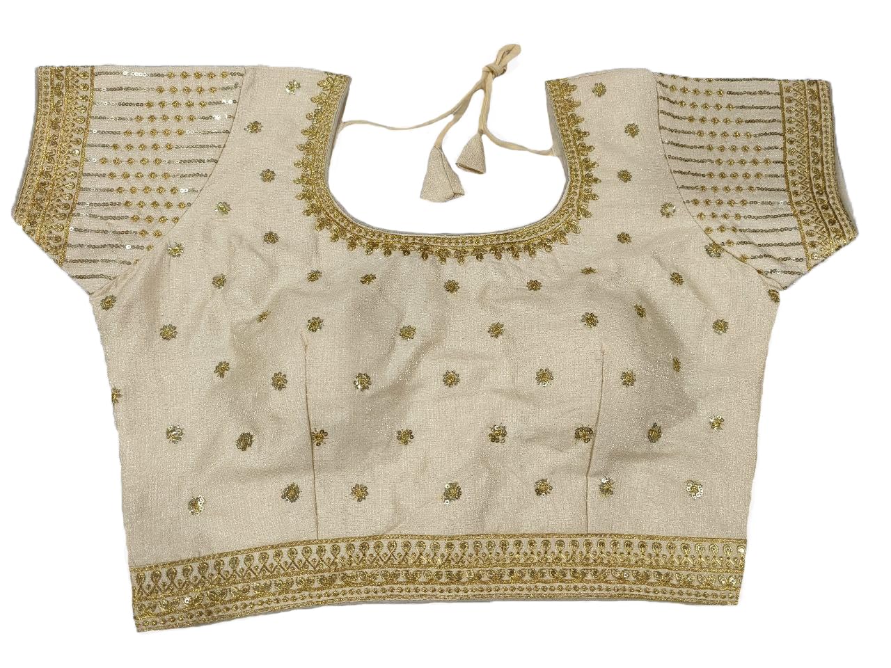 Vihu Fashion Women's Heavy Milan Silk Embroidery Short Sleeve Regular Blouse (Vf Farma 2102 Gold 38