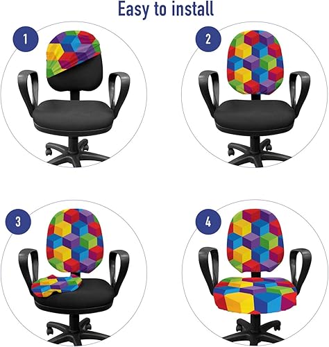 Miniatura 4 de Ambesonne Funda para silla de oficina, diseño colorido inspirado en el arco iris, con motivos infantiles en forma cuadrada, funda protectora de tela