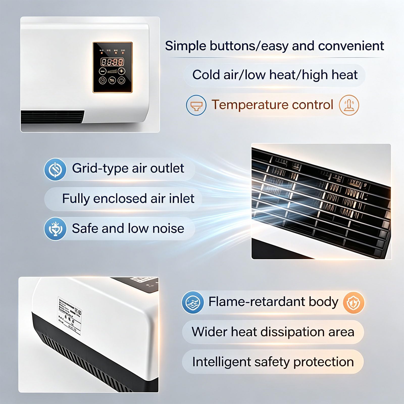 Aire Acondicionado Portátil De 2000W, Frío/Calor Regulable, Control Remoto Y Temporizador De 8 Horas, Aire Acondicionado Montado en la Pared de Doble Uso for casa u oficina,White
