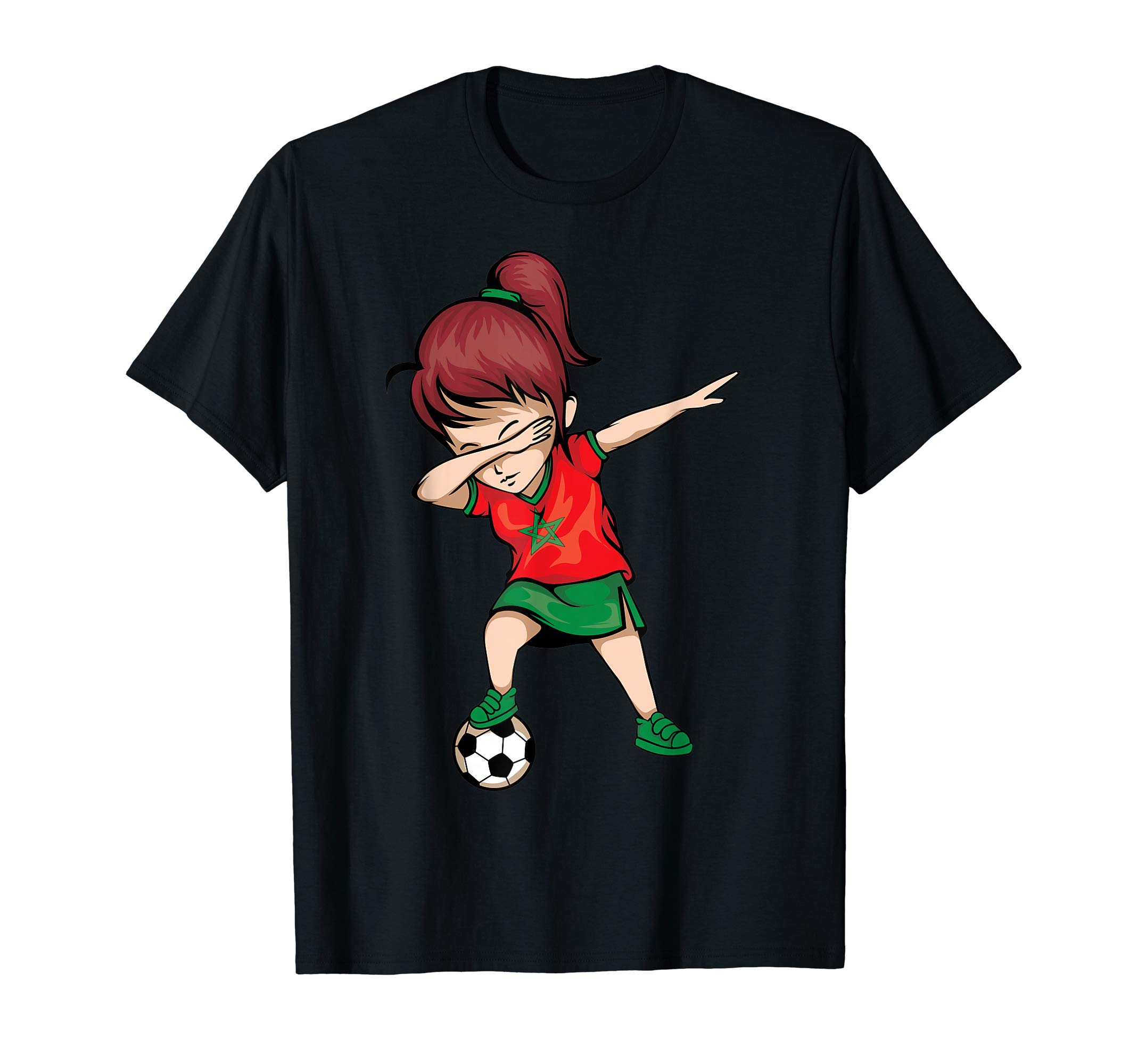 Dabbing Soccer Girl Morocco Jersey Shirt - Moroccan Football
