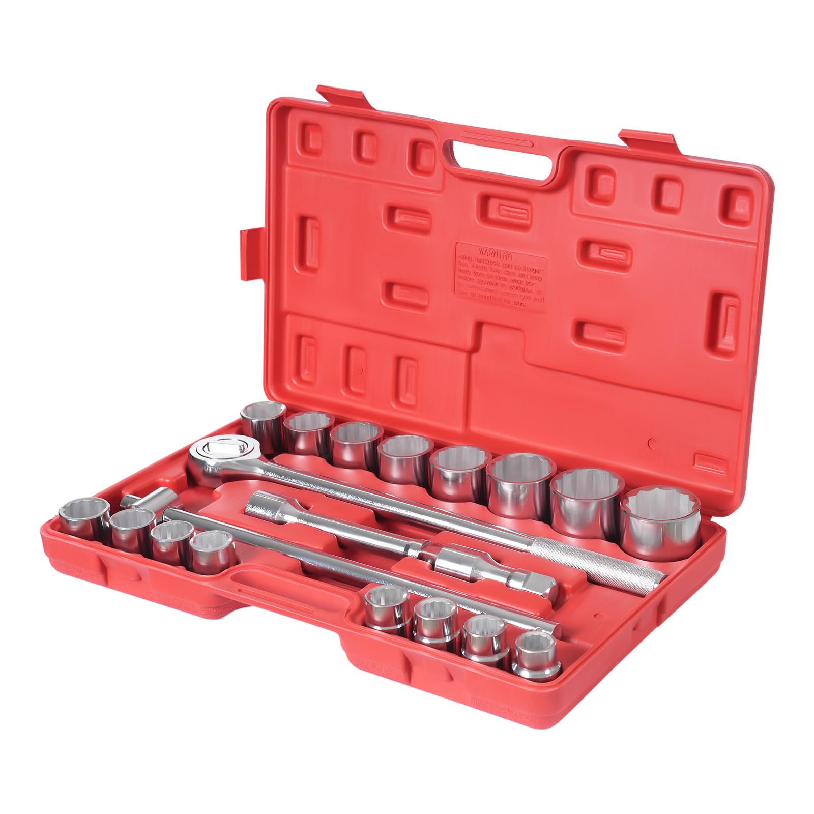 Steckschlüssel Set, 21PCS Antriebs-Steckschlüssel-Sätze, 3/4 Zoll Werkzeug Set Ratsche 16 Steckschlüssel Ratschenkasten Steck-Nuss Satz für Heimwerkstätten Automobilfabriken
