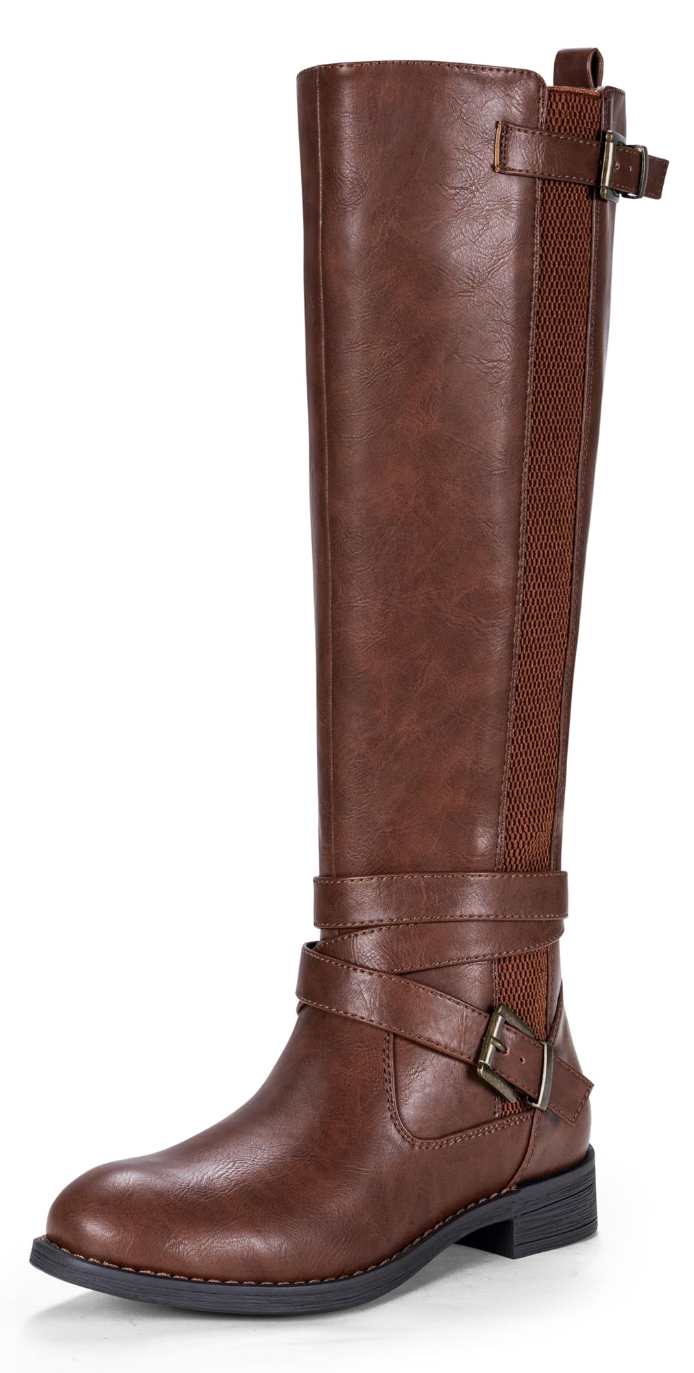 Vepose Womens Riding Knee High Boots Calf Tall Stretch Retro Low Heel 952 Boots with Zipper