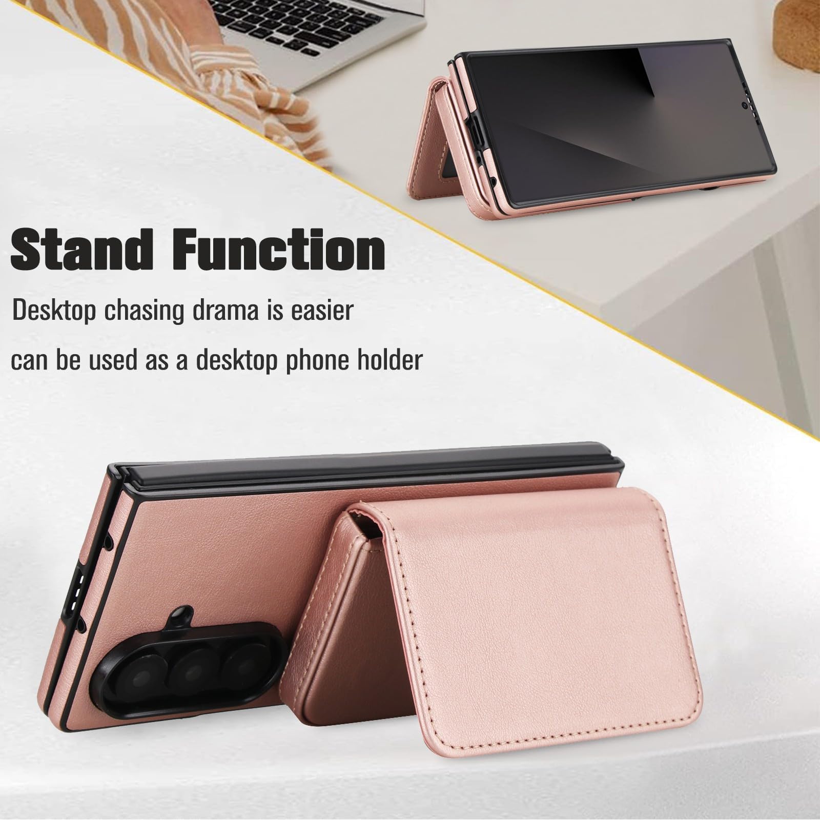 Generic Custodia Compatibile con Samsung Galaxy Z Fold 7 (Grigio) Portafoglio Rimovibile Portafoglio Carta Magnetica Flip Cover in Pelle