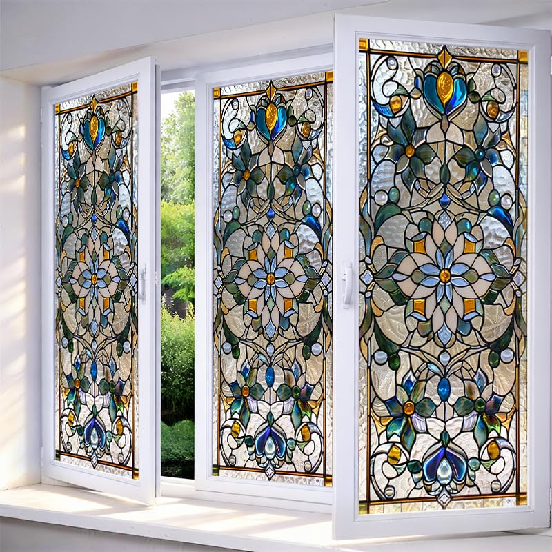 Película para ventana con diseño floral 17.7x39.3 pulgadas miniatura 1