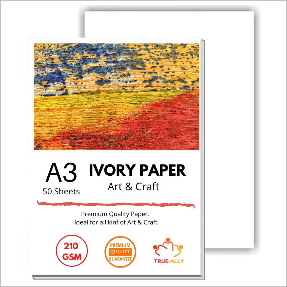 True-Ally 50 sheets A3 Ivory Sheets - 210 GSM, | Sketching and Drawing Paper | Size - 16.5 inches x 11.5 inches x 0.1 inch (A3-50 Sheets) (B08D8LYCB6) Amazon Price History, Amazon Price Tracker