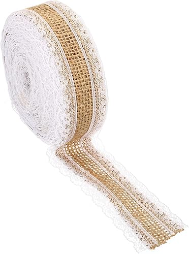 PATIKIL Cinta de tela de arpillera de 1 pulgada de ancho, 11 yardas, envoltura natural, con alambre, con alambre, para manualidades, rollo floral