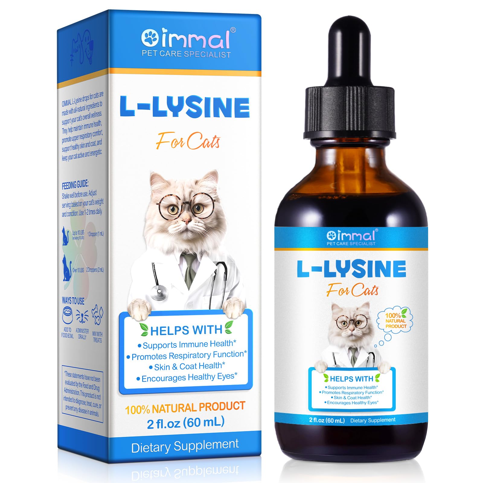 ALIVO L-Lysine for Cats, Immune Support Drops for Cats Feline Respiratory Health, Sneezing & Runny Nose - Pet Liquid Supplement for Eye Function & Cat