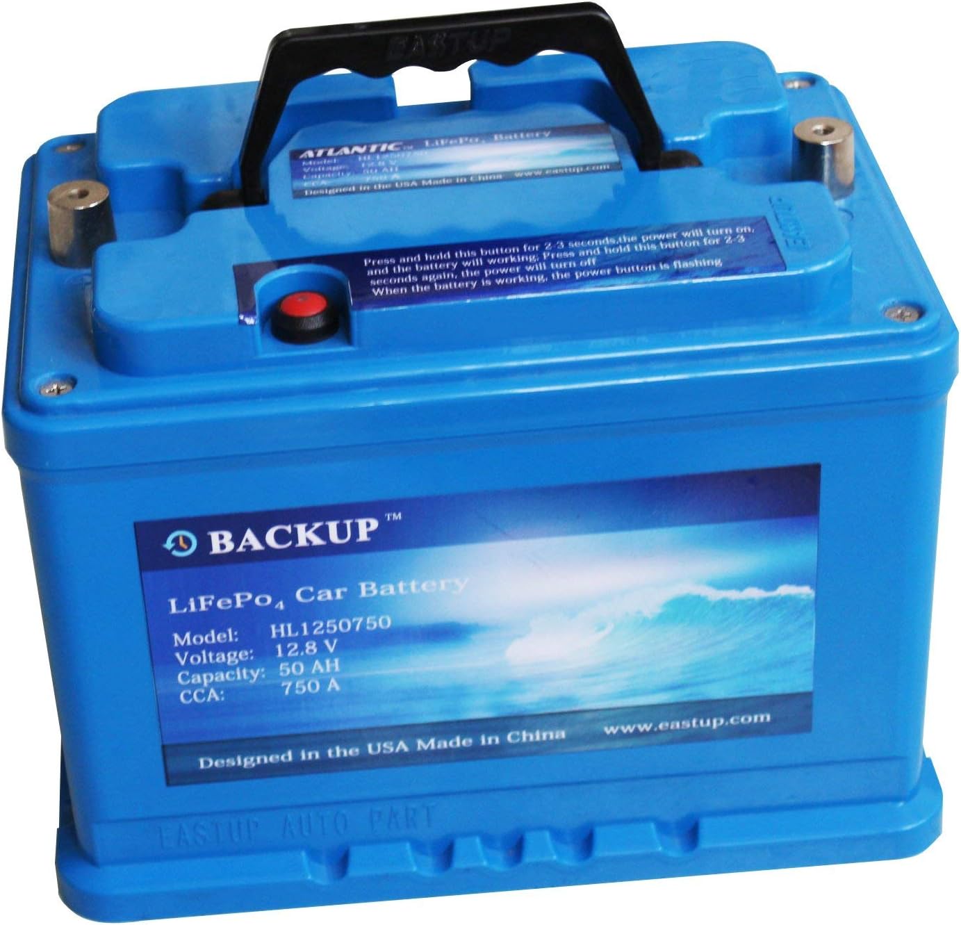 Eastup 1250750 Lithium Iron Phosphate (LiFePo4) Automotive Replacement Battery 12V 50AH, Cold Cranking Amps (CCA) 750A, 640Wh 10+ Years Lifetime. …