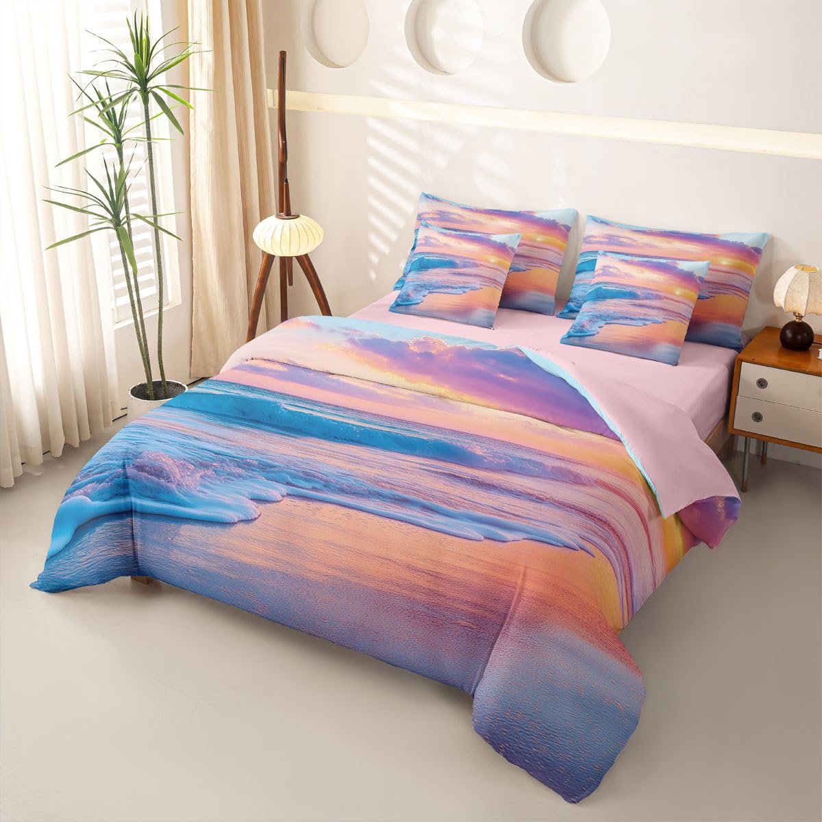 Loussiesd Juego de funda de edredón de 7 piezas para niños y niñas, juego de ropa de cama con funda de edredón, sábanas, fundas de almohada, fundas de cojín, tamaño individual, para niños y niñas