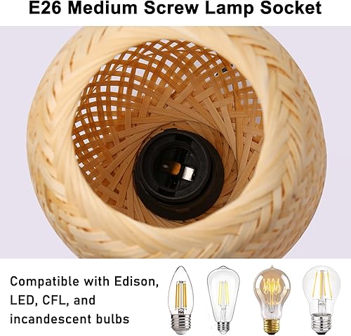 Miniatura 5 de Lámpara de mesa de bambú de ratán de granja