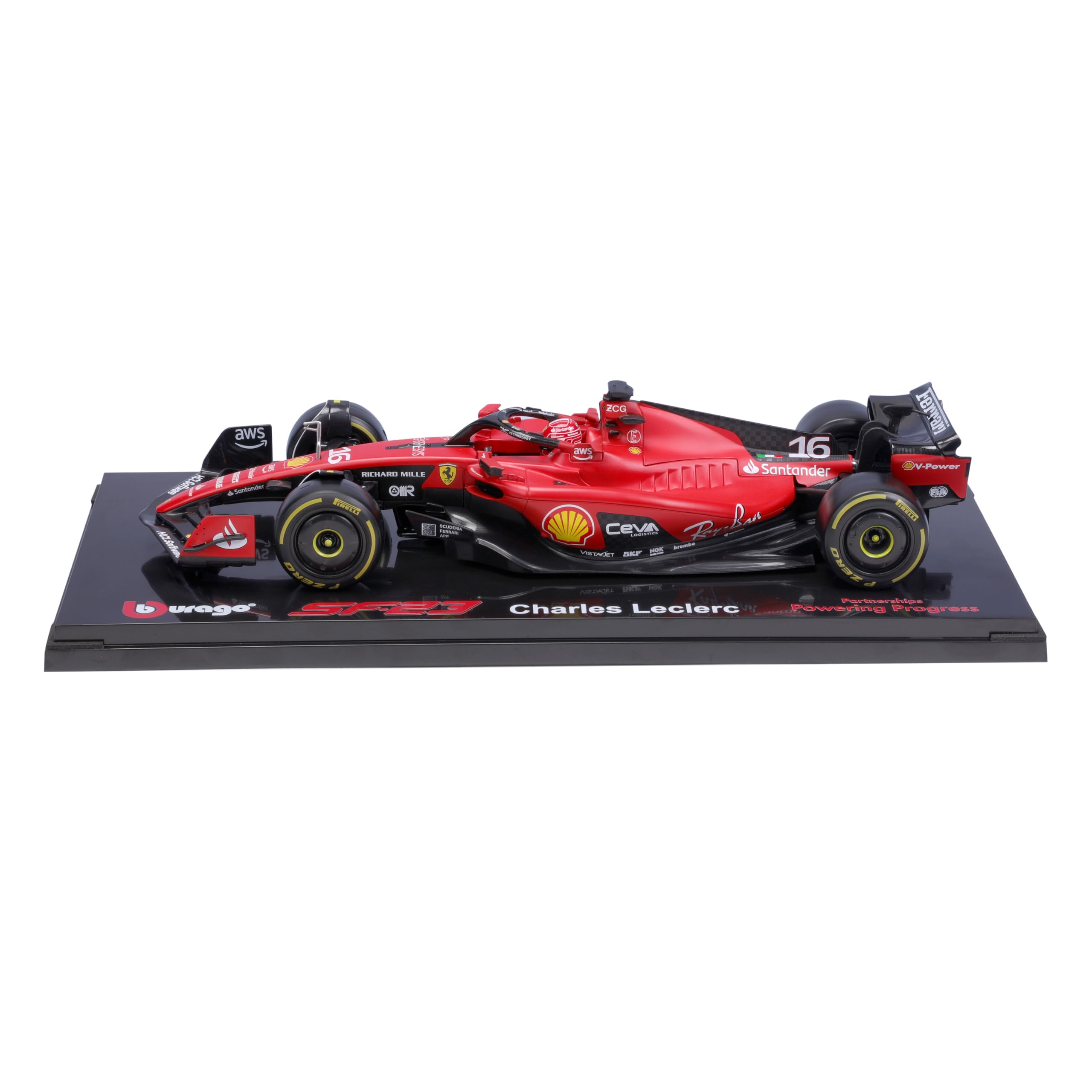 Bburago - 1/18 Ferrari - SF 2023 Formuła 1 Deluxe - z kaskiem #Leclerc Vehicle Ferrari Edition Deluxe Metal w skali 1/18. z kaskiem kierowcy Leclerc