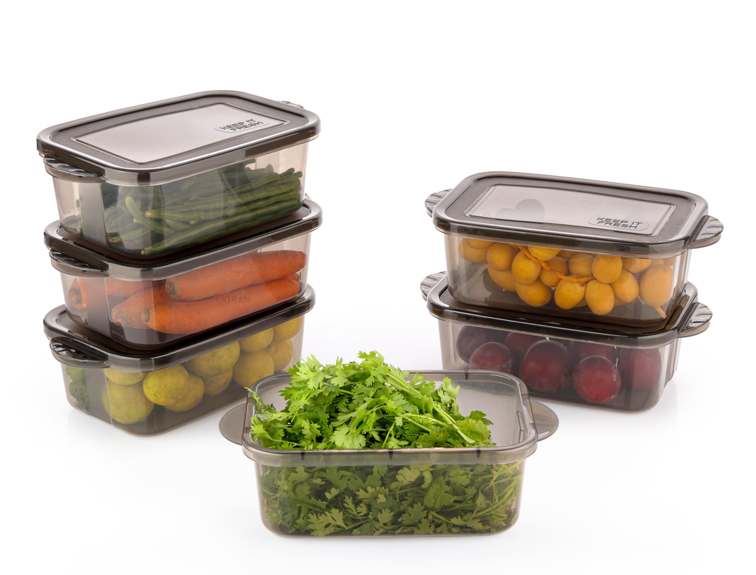 Xiran Fridge Storage Containers, Storage Box for Kitchen, Refrigerator Organizer Containers, Kitchen Storage Box, Fridge Storage Boxes, Pantry Organization (Pack of 6, 1100Ml) | Plastic | Transparent