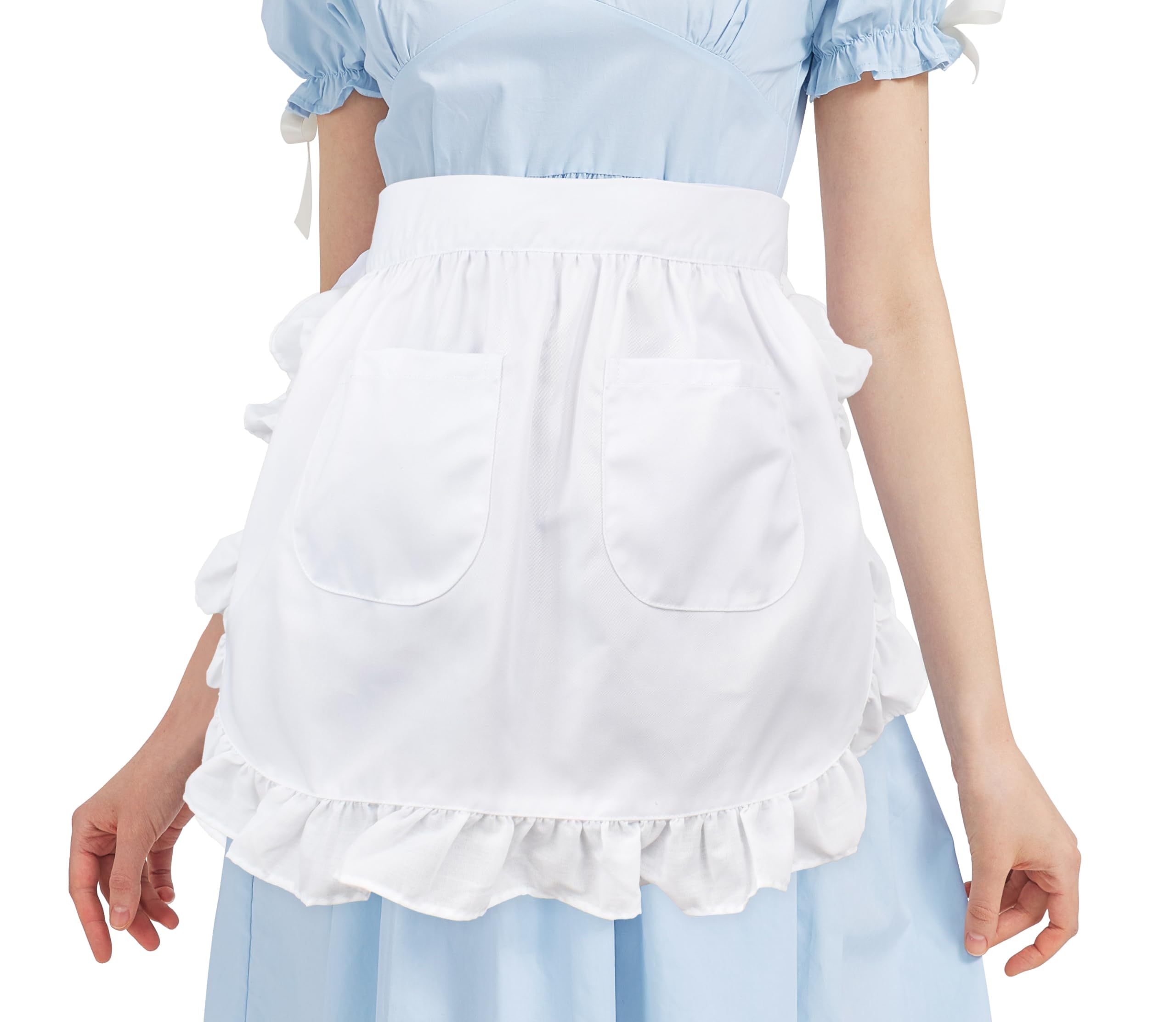 Nanxson Retro Lace Maid Costume Half Apron with Pocket Adjustable Kitchen Cooking Apron for Women and Girls CF3130