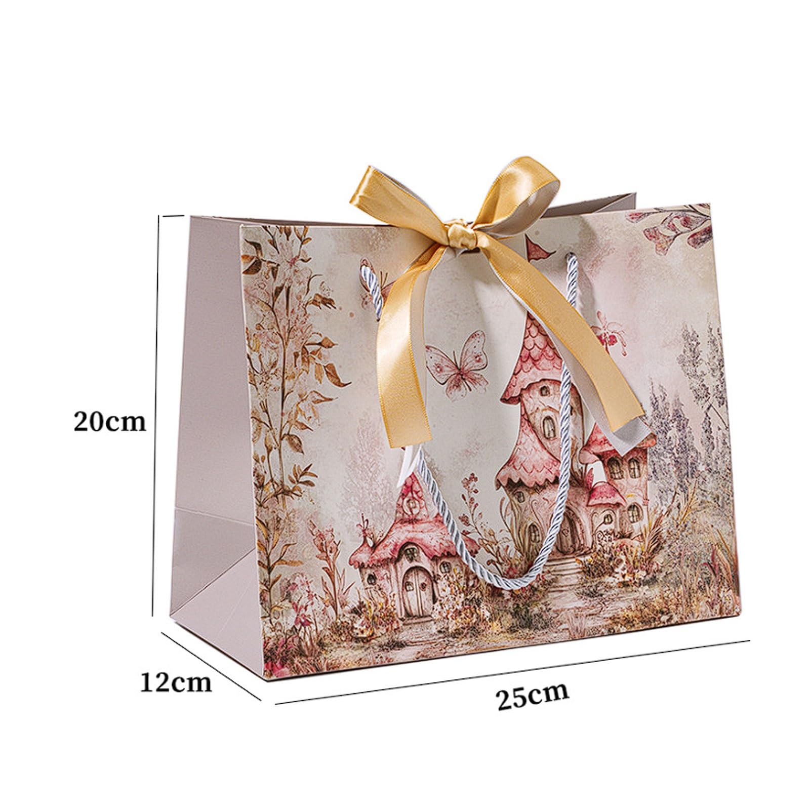 Paquete de 20 bolsas papel con asas cinta, 3 tamaños, elegantes ropa rosas y moradas for cumpleaños regalos fiesta(M)