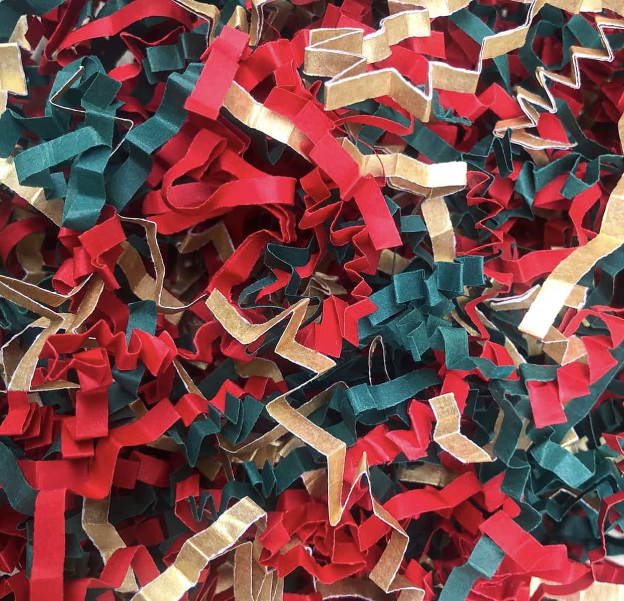 ShredAstic® Gold Red Green Shredded Paper Mix or ZigZag Crinkle Cut Hamper Gift Packaging (500 grams ZigZag Mix)