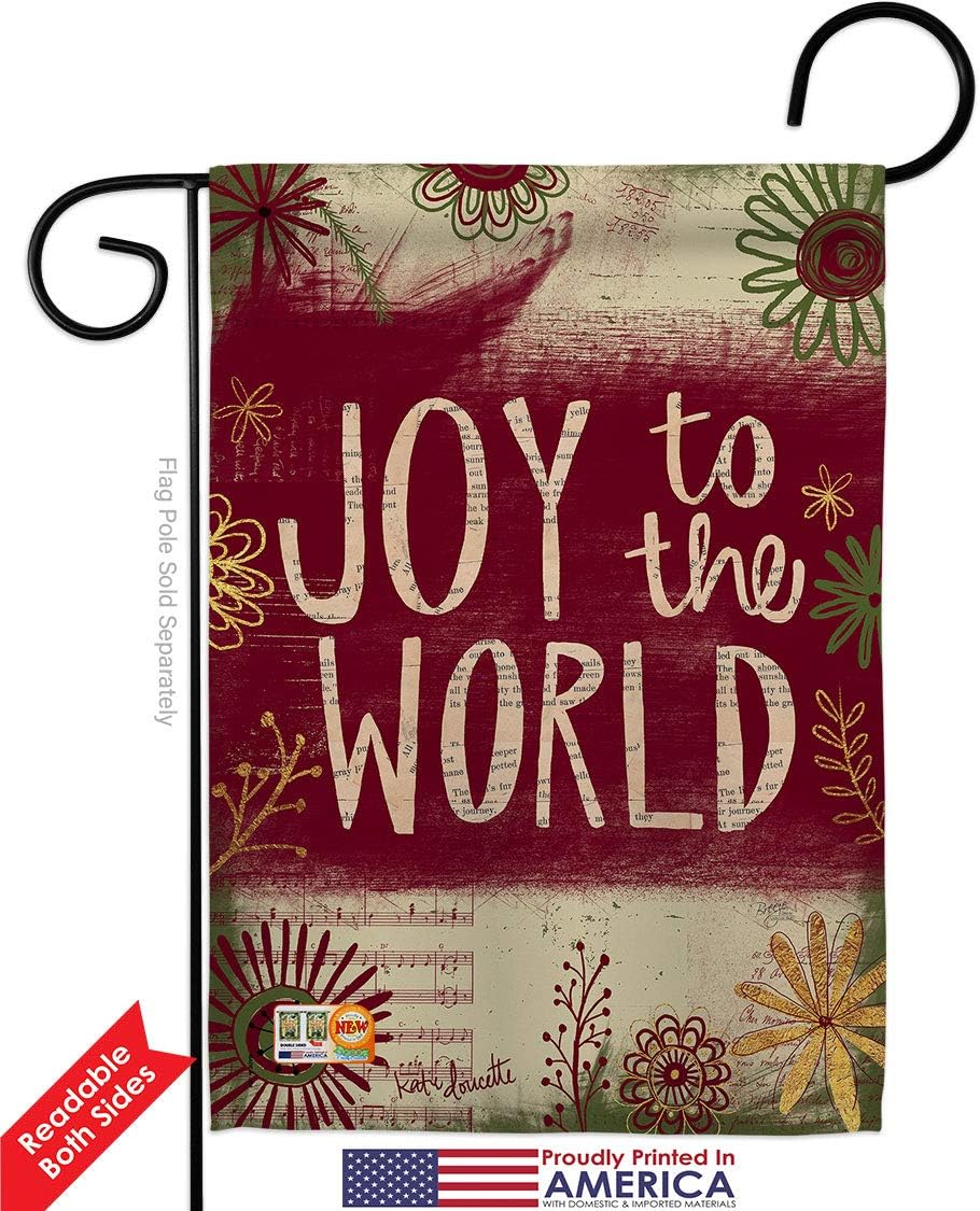 Breeze Decor G164183 Joy to The World Vertical Garden Flag, 13" x 18.5" inch, Multi-Color