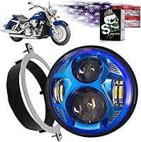 Vista 1 de SLK-Customs VTX - Kit de faros LED de 5 3/4 pulgadas con soporte y herrajes, Plug and Play Daymaker - Compatible con modelos Honda VTX no F (azul)