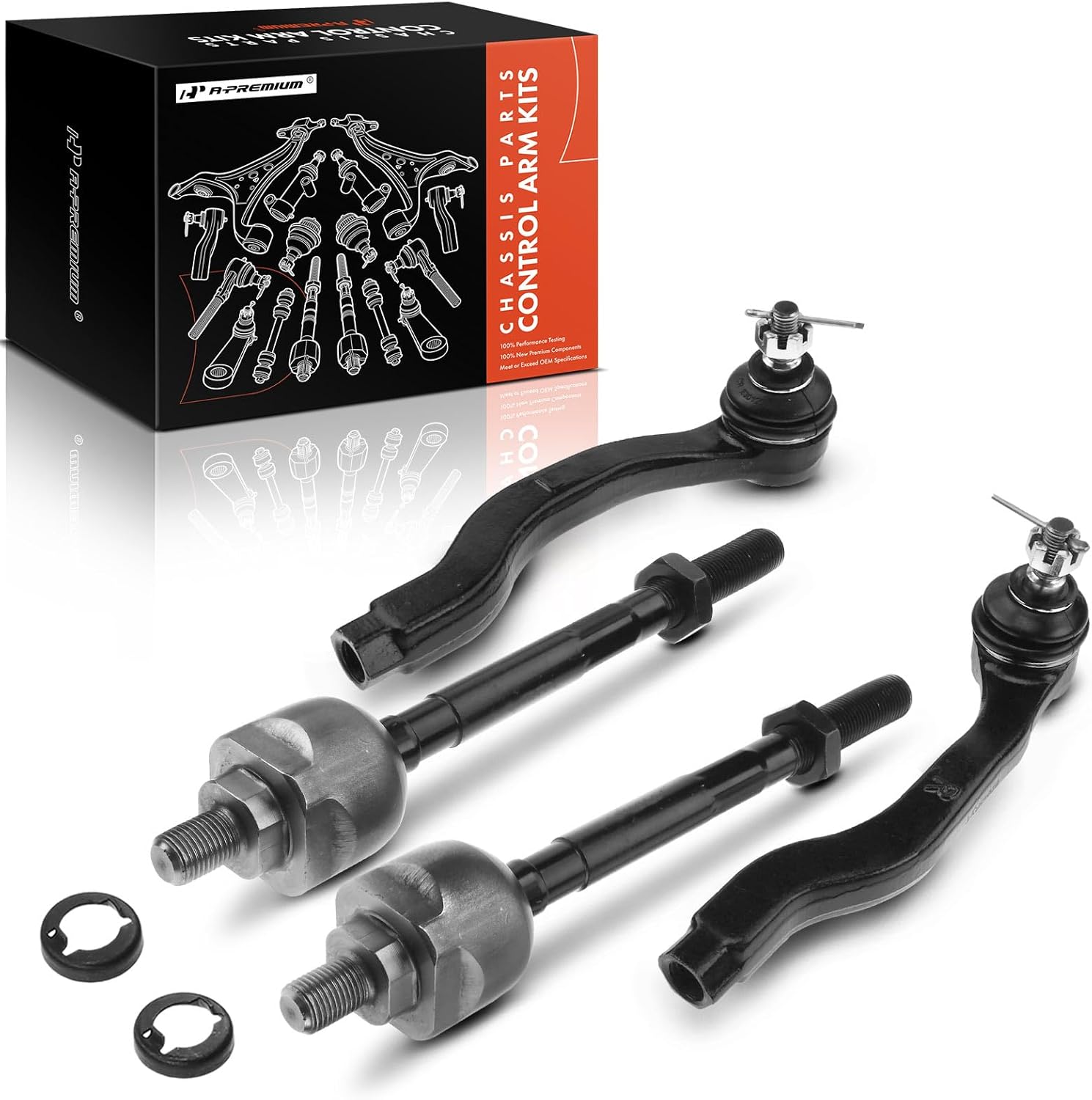 A-Premium Set of 4, Front Inner & Outer Tie Rod End Kit, Compatible with Honda CR-V 1997 1998 1999 2000 2001