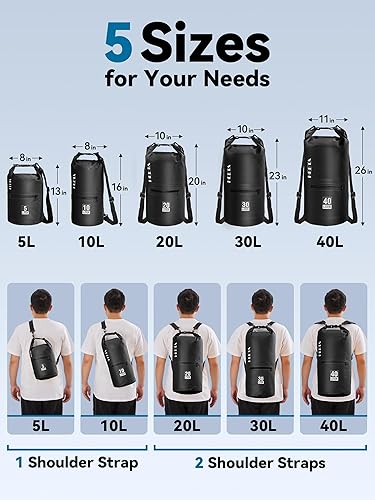 Miniatura 7 de HEETA Bolsa seca impermeable con silbato de emergencia con bolsa seca mejorada con bolsillo con cremallera para mujeres y hombres, bolsa de