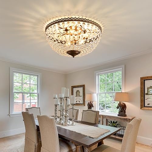 Miniatura 7 de Lámpara de techo con 5 luces estilo imperio francés K9 de cristal antiguo, lámpara de araña de cristal para comedor, entrada, pasillo, dormitorio,