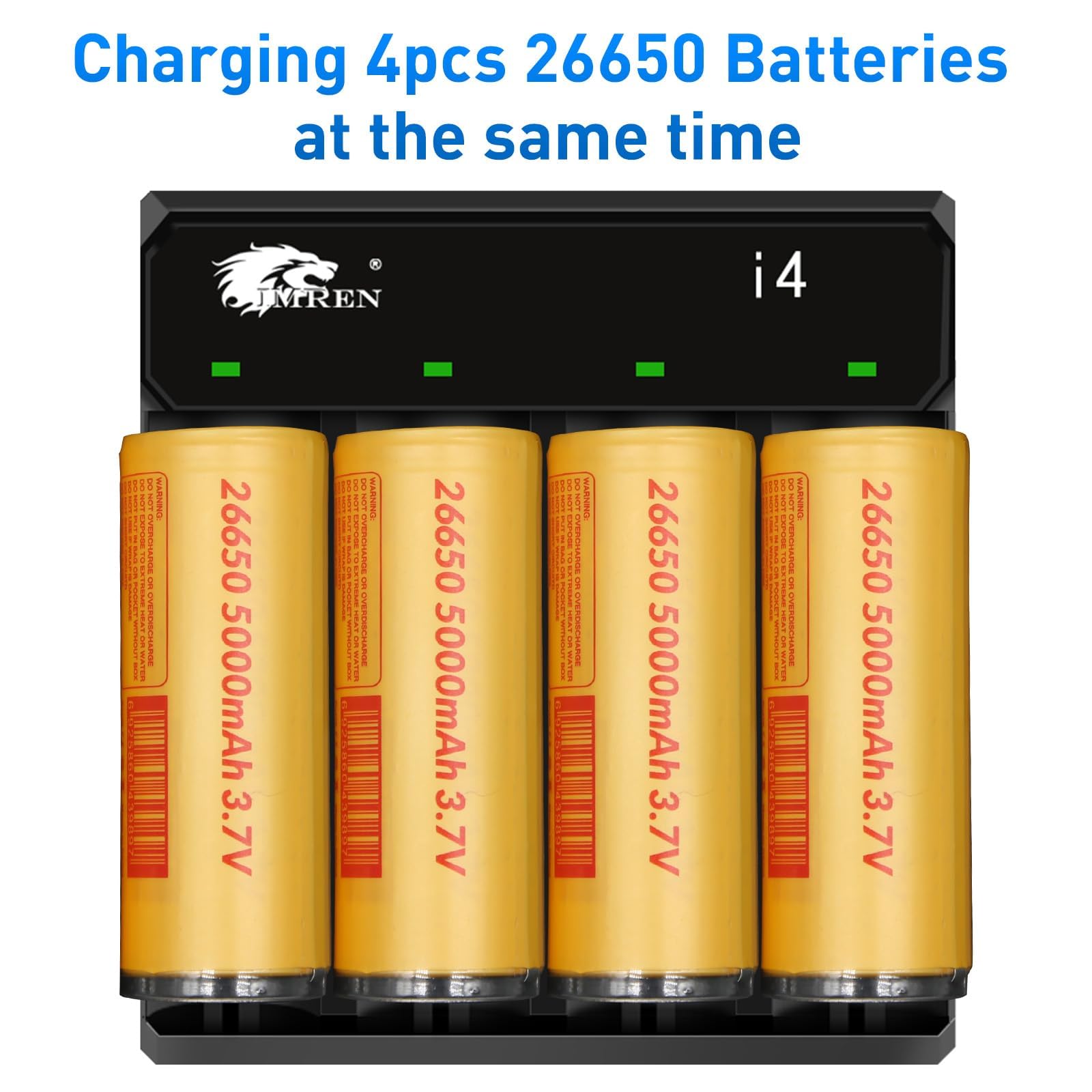 Amazon.com: IMREN 26650 Battery Charger, 4Bay 26650 Fast 3.7V Battery  Charger for 18650 18500 18350 17650 17670 17500 20700 21700 26650 Batteries  (4 Bay) : Electronics