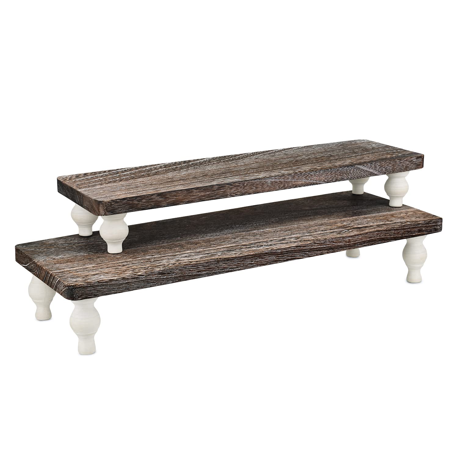 Ikee Design Set di 2 alzate in legno per esposizione di cupcake, dessert, centrotavola, dessert, supporto per servire vasi per piante artificiali, espositore per decorazione da giardino, color caffè
