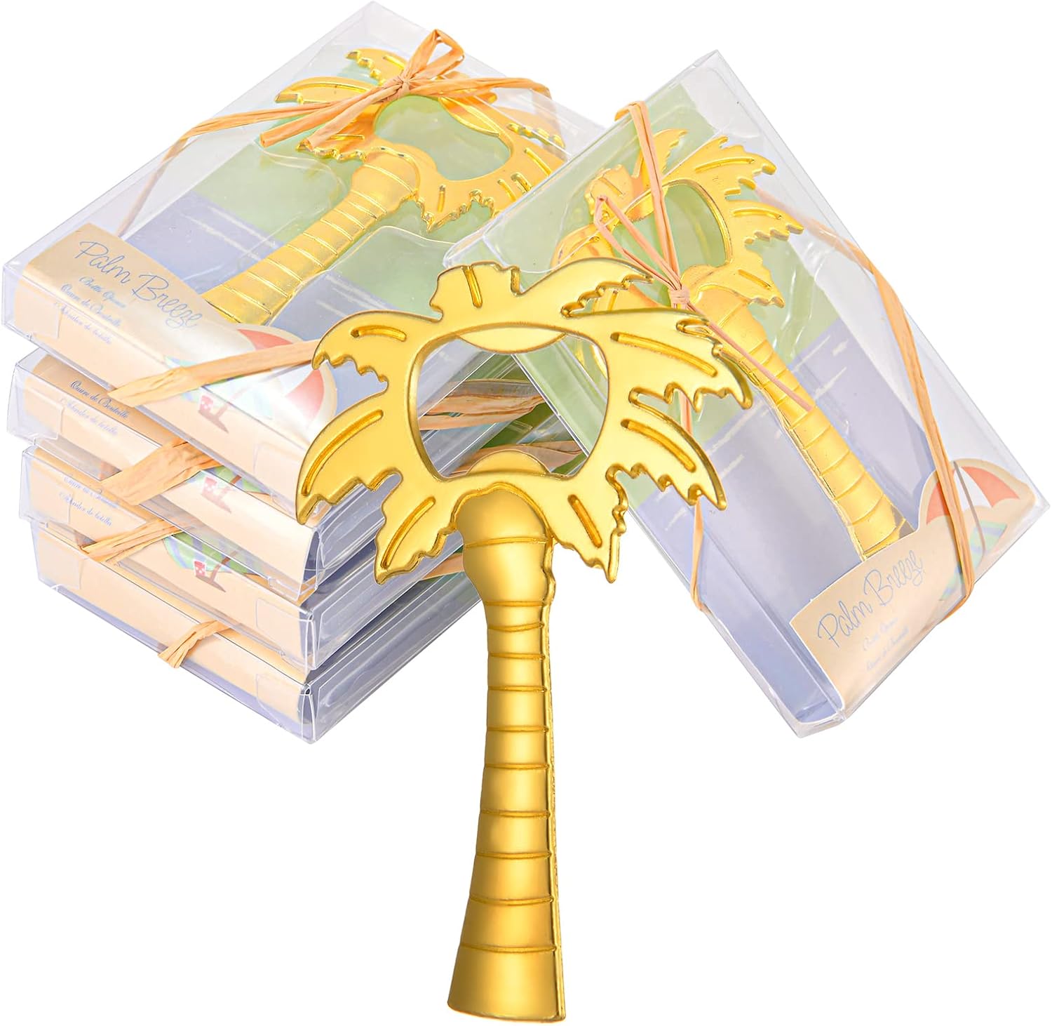 50PCS Coconut Tree Bottle Openers for Wedding Favors, Hawaiian Bridal Shower or Baby Shower Party Gifts for Guests Bulk (Gold)