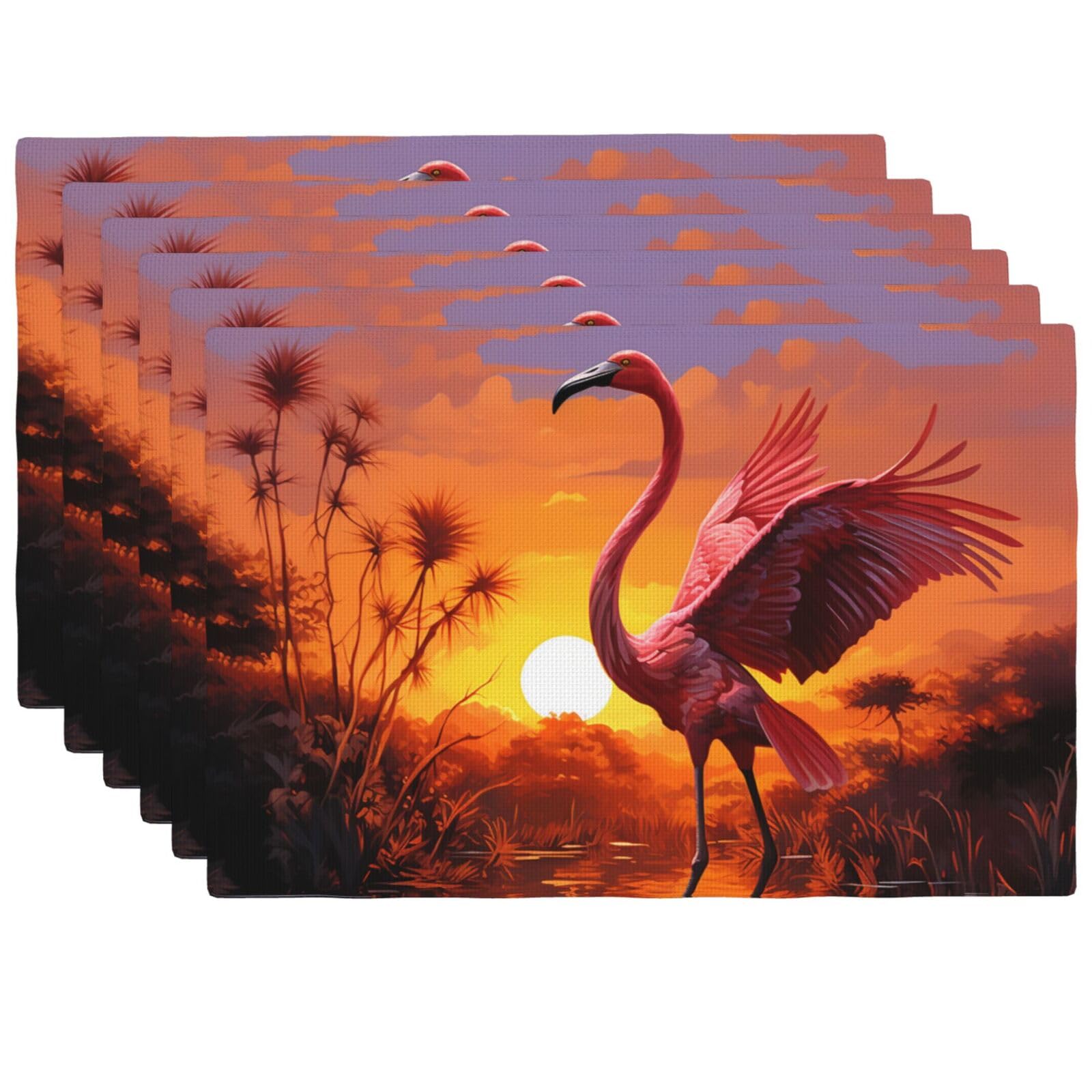 Set de table flamant rose pour repas de terrasse et décoration de table estivale x4
