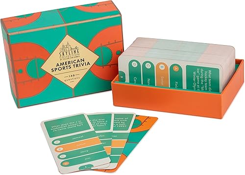 Skyline Collection Trivia - Trivia de deportes americanos, 140 tarjetas de preguntas - Entretenimiento nocturno de juegos para familias y amigos,