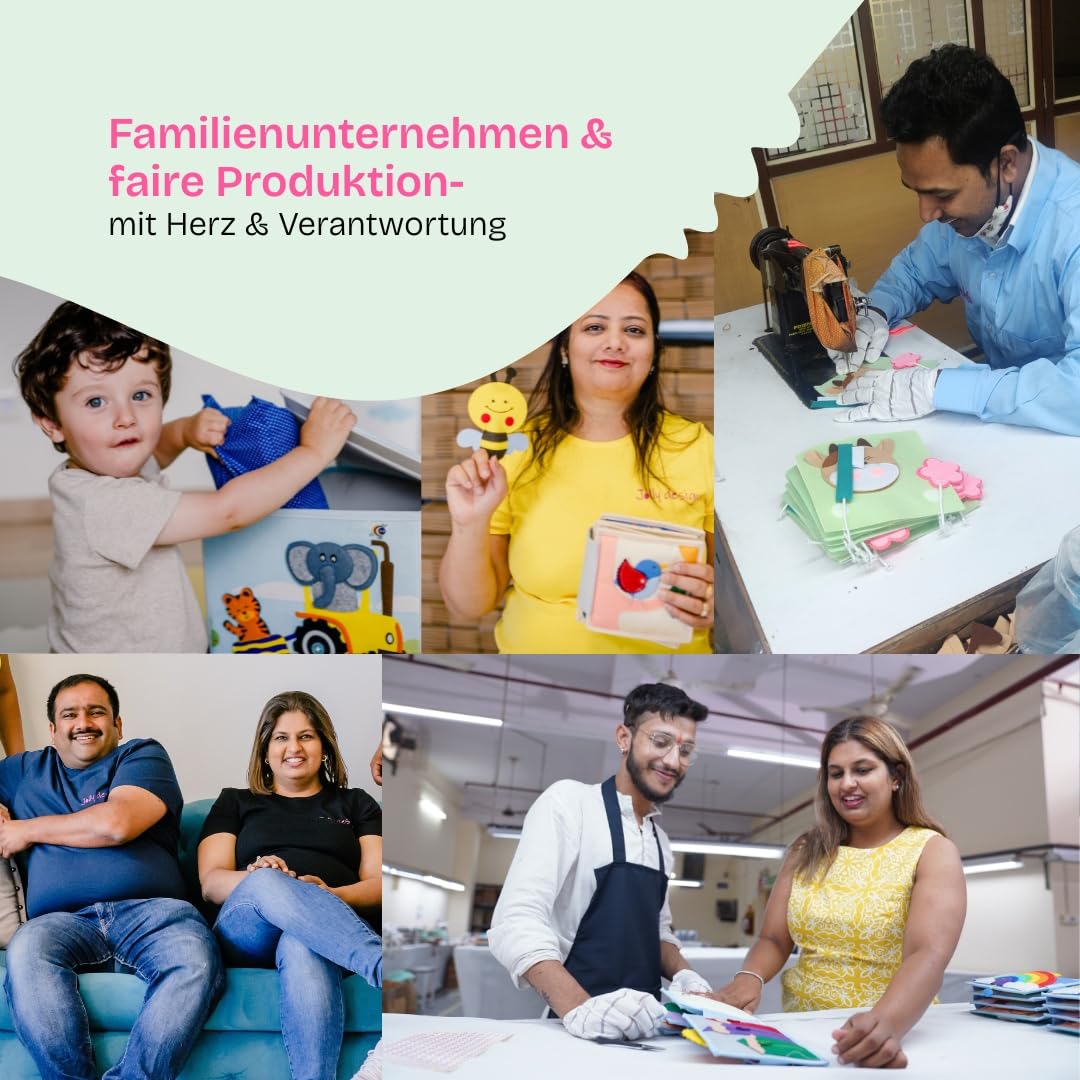 Jolly Designs Mini Quiet Book Mein erster Bagger – Montessori Spielzeug ab 18 Monaten – Busy Book & Stoffbuch aus Filz – Lernspielzeug zu Fahrzeugen & Verkehrsregeln – Motorikbuch für Kleinkinder