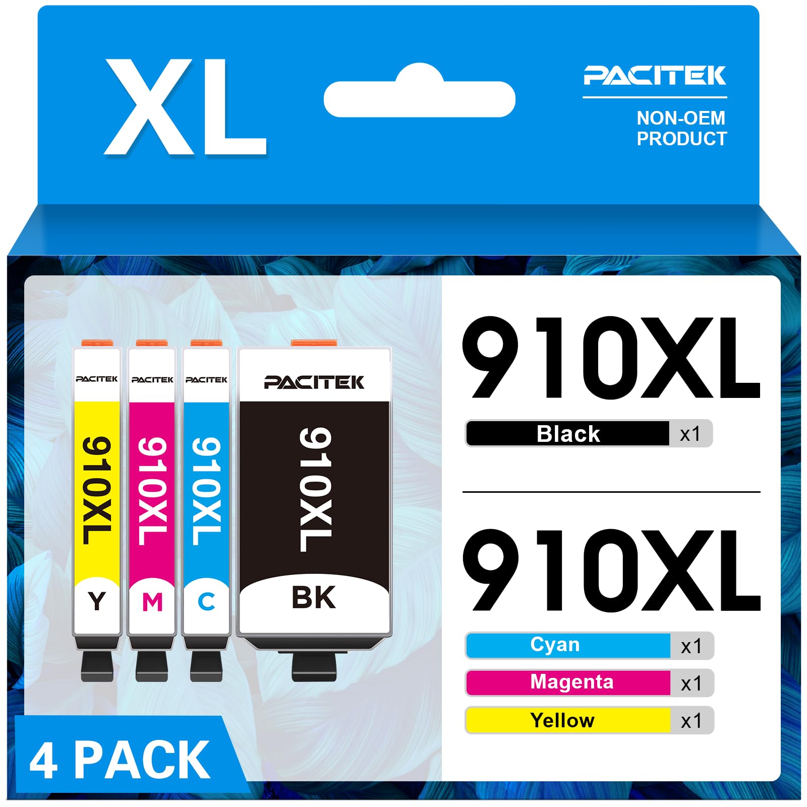 PACITEK 910XL Ink Compatible for HP 910 Ink Cartridges Combo Pack HP910XL HP OfficeJet Pro 8025e Ink cartridges Work with HP OfficeJet Pro 8020 8025 8035e 8035 8028 8022 8015 8018 Printer,4 Pack