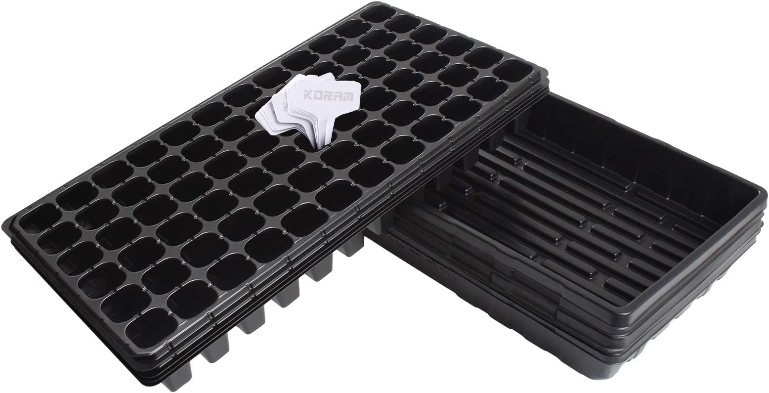 Seedling Starter Tray - 5 Pack Combo - Seed Germination Kit with Flats & 72 Cell Trays for Planting Seedlings, Propagation, Germination Plugs, Wheatgrass, Microgreens