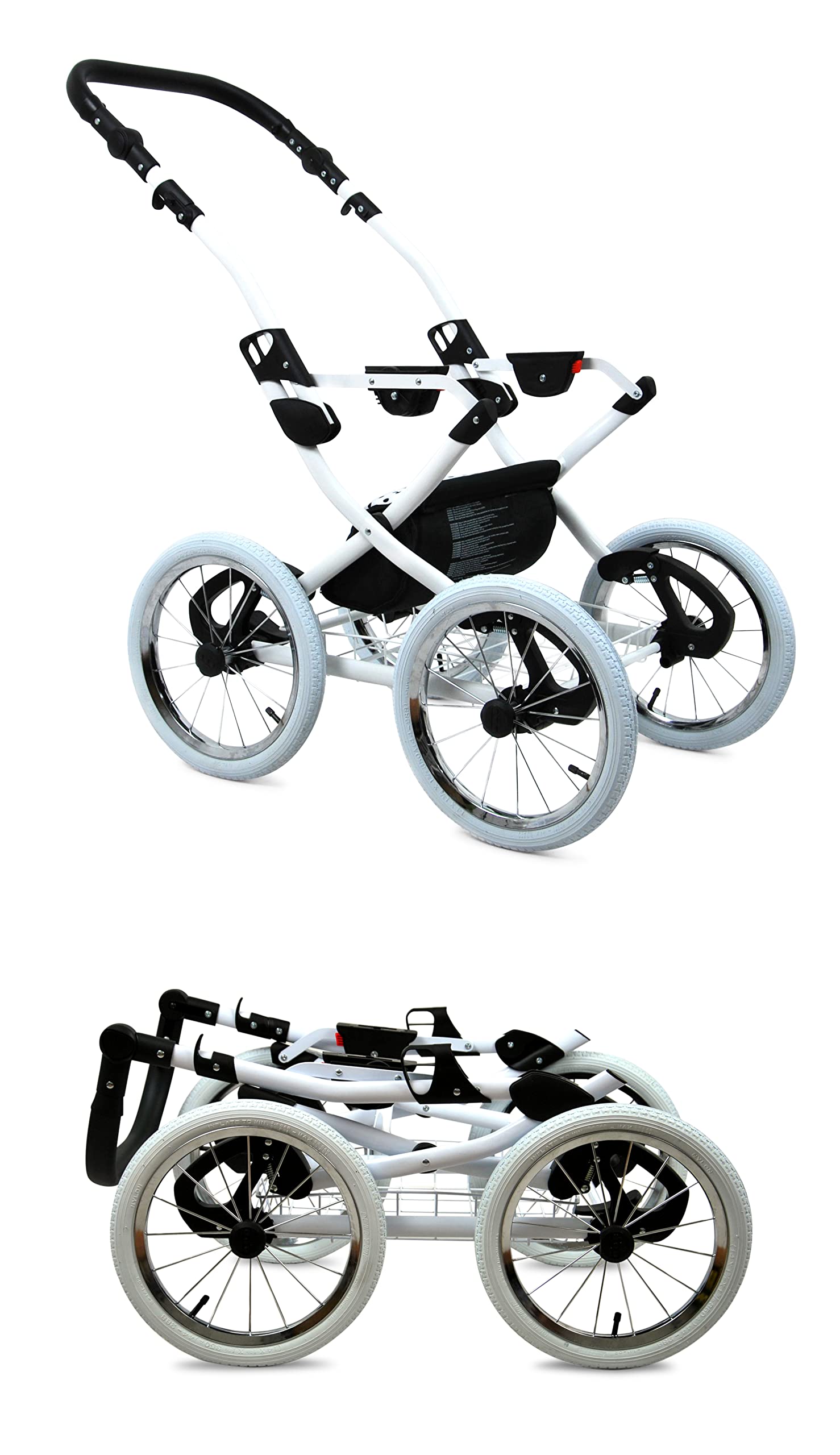 BabyLux ALU 2w1 Wózek dla Malucha – Wózki spacerowe & Wózki dziecięce – Wózek spacerowy dla Noworodka i Malucha – Wózek dla Noworodka – 59x105x125cm – Max 15kg – Royal Magnolia White Frame