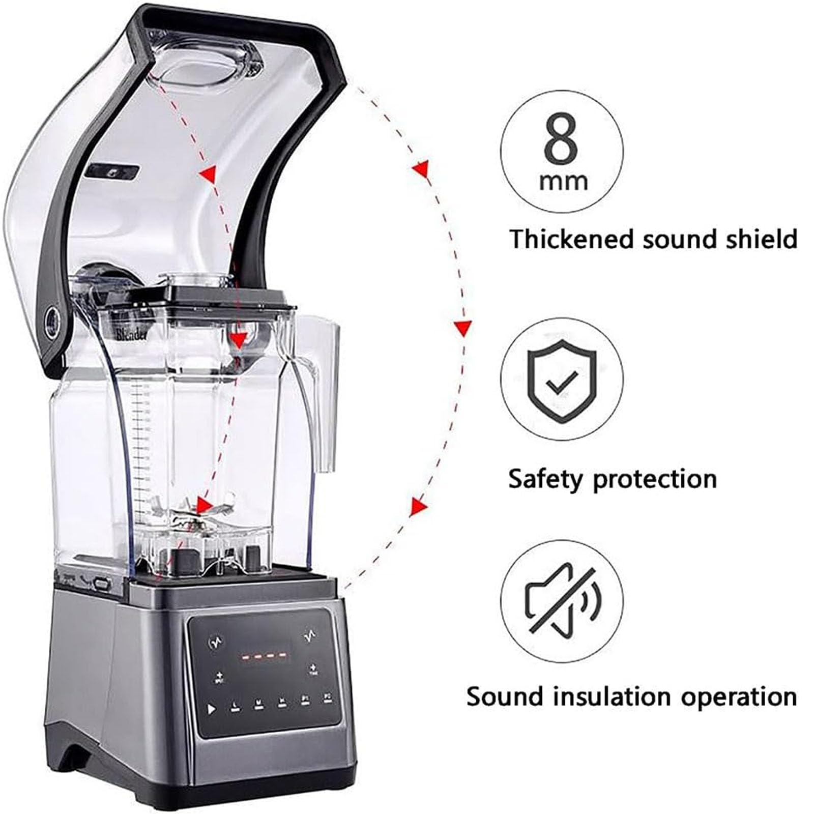 Ice Slush Machine - Mini licuadora silenciosa para batidos, cócteles y té helado, potencia máxima de 1800 W con caja de sonido