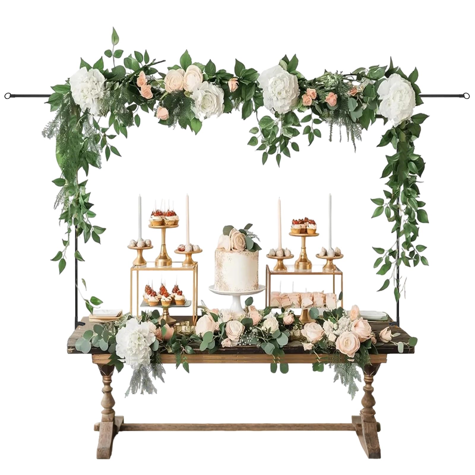 Marco de mesa decorativo, 86-242 cm, arco de mesa ajustable con pinzas, soporte de arco de mesa de metal para cumpleaños, boda, fiesta, decoración de aniversario