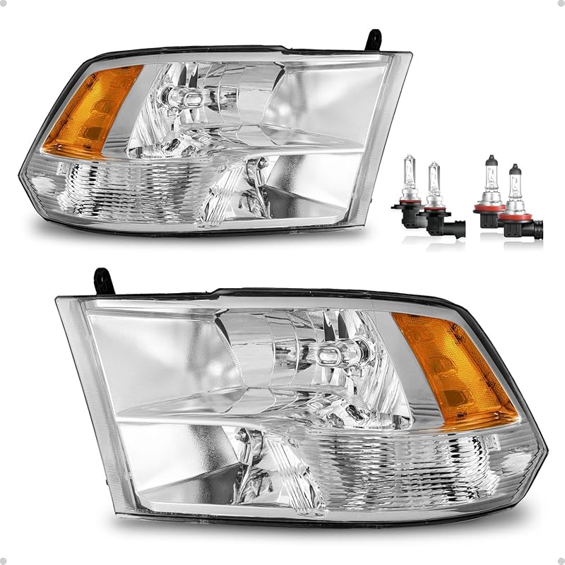 Par de faróis halógenos KarSpareHub para Dodge Ram 1500, 2500 e 3500 – HB3/H11