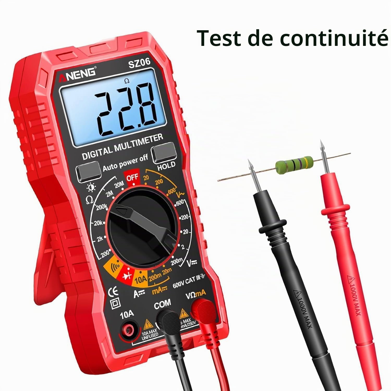 ANENG Multimètre Numérique SZ06,Ampèremètre Ohm Automatique,Tension AC/DC,Courant AC/DC,Résistance,Diode,Buzzer,Outil électrique Portatif