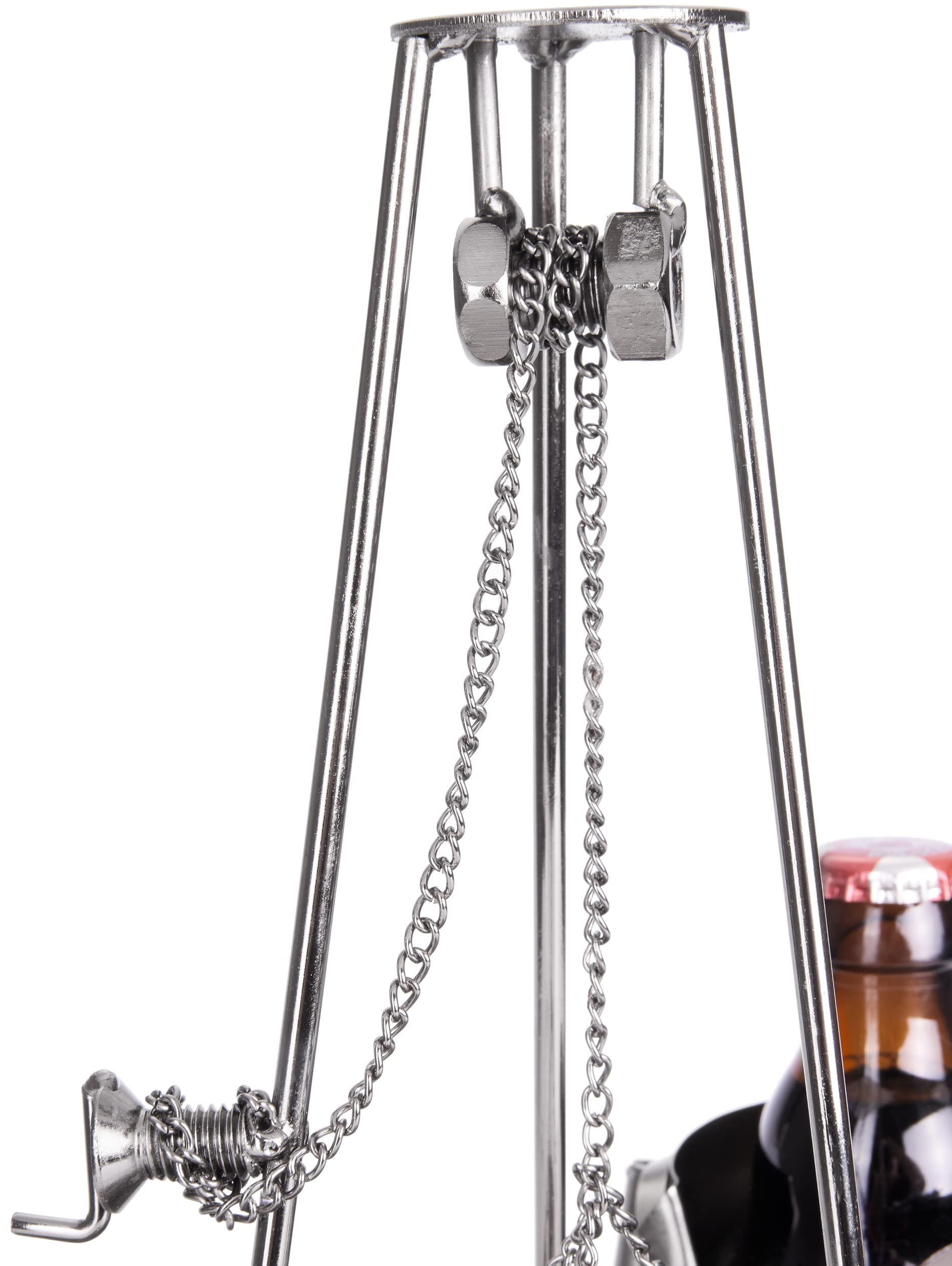 BRUBAKER Flaschenhalter Grillmeister mit Schwenkgrill Metall Skulptur mit Geschenkkarte