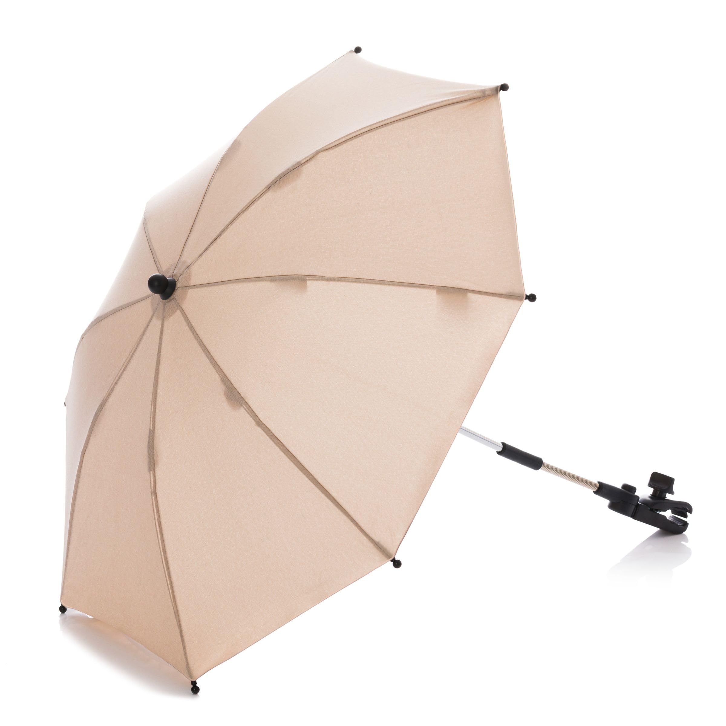 Fillikid Sonnenschirm Melange Exclusiv - UV Schutz 50+ / Biegsamer Schirm mit Universalhalterung für Rund- und Ovalrohre - Universal für Kinderwagen, Buggy
