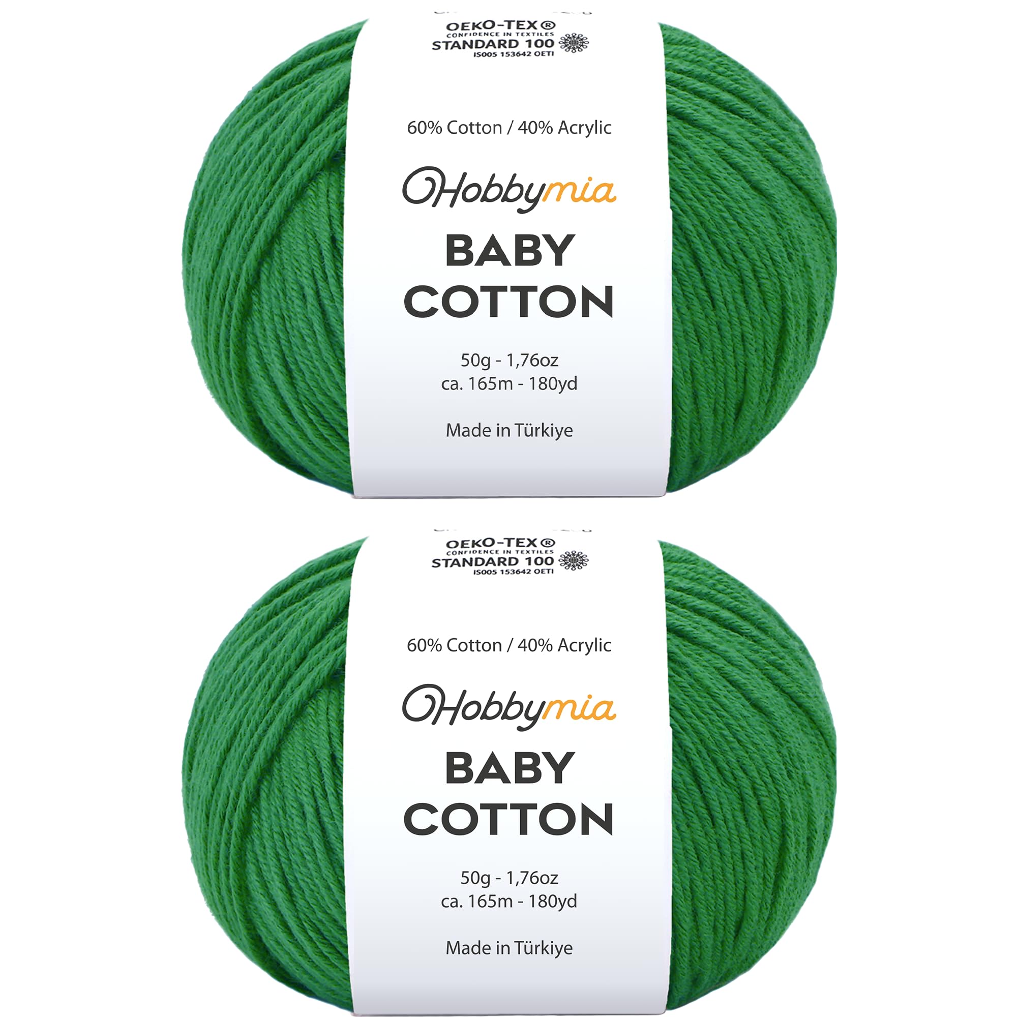 Baby Cotton Blend Yarn – Soft Sport Weight Yarn for Crochet & Amigurumi - 50g/180yds - 60% Cotton 40% Acrylic - Ideal for Baby & Knitting Proj.(Neon Green, 1 Ball) — view 37