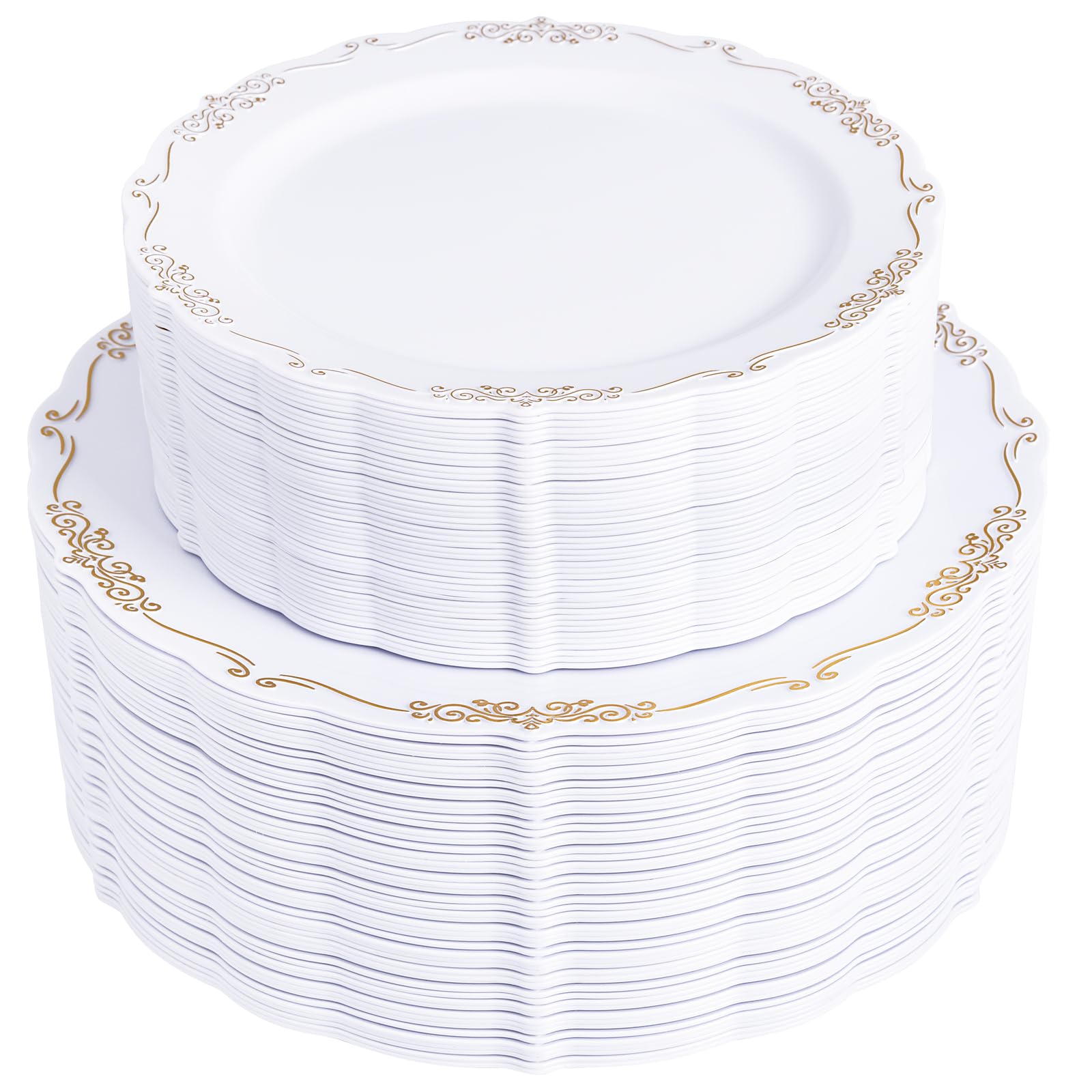 White Disposable Plates - 100 Pack for Parties -14