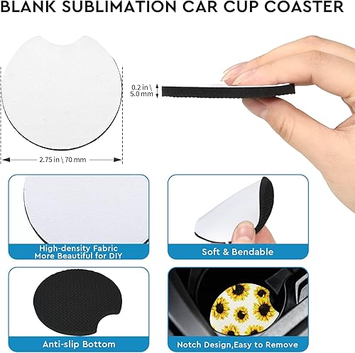 Miniatura 2 de 40 posavasos de sublimación en blanco para automóvil, 2.75 pulgadas0.197 in, apertura circular, sublimación en blanco, para sublimación térmica,