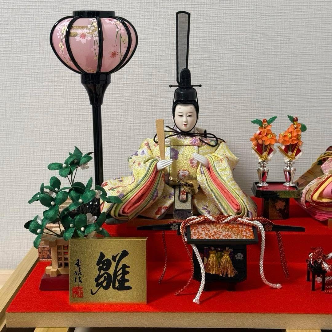 雛人形ケース飾り ちりめん2人芥子サイズ ちりめん雛 十人ケース飾り