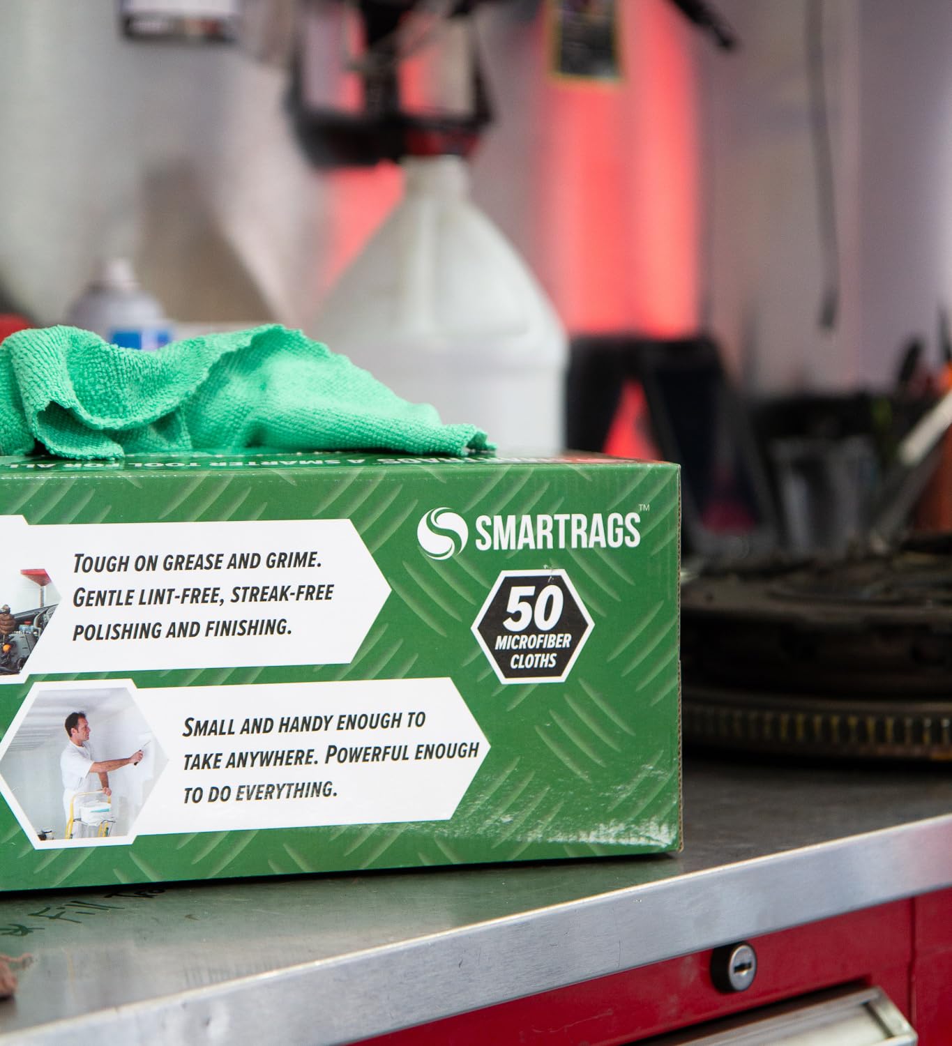 Arkwright Smart Rags Paños de microfibra en una caja de 50 unidades (12 x 12 pulgadas), 12x12, Verde