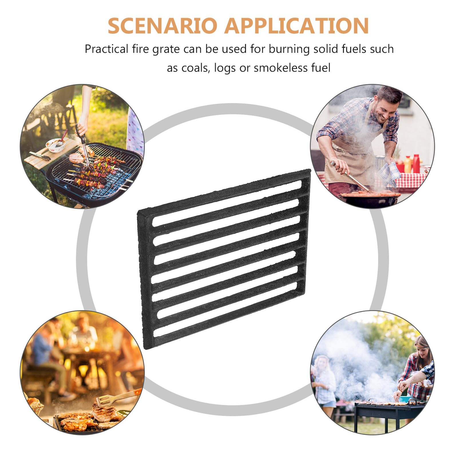 UKCOCO Rejilla Alta Capacidad de Carga Estufa de Leña para Hierro Fundido Estructura de Rejilla Metálica y Diseño Resistente para Quemar Leña y Carbón Fácilmente