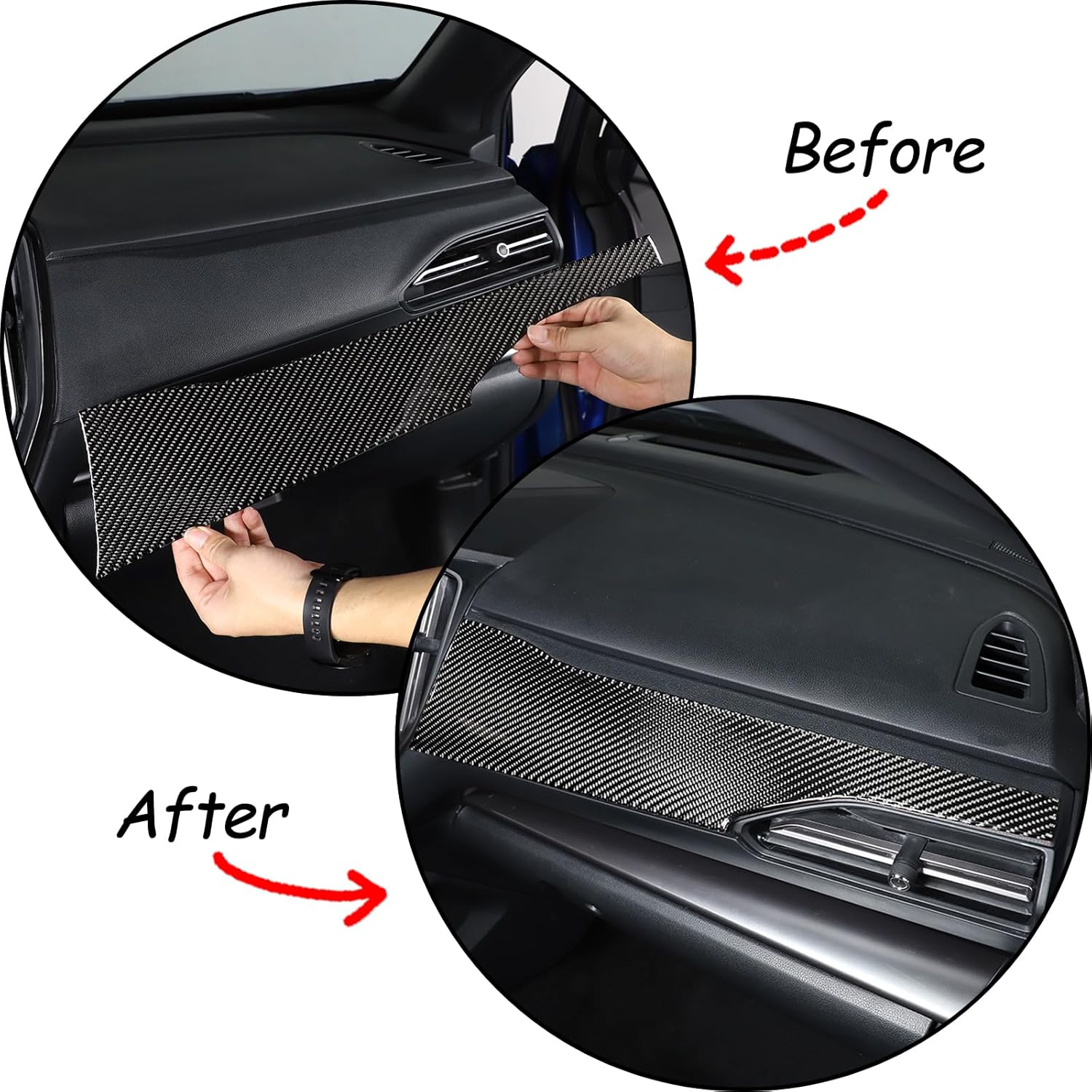 Soft 3D Real Carbon Fiber Car Center Console Decoration Panel Cover Trim Sticker Trim Decor Trim Kit Compatible with Subaru WRX 2022 2023 Interior Decoration Accessories (Upper Side, Black)