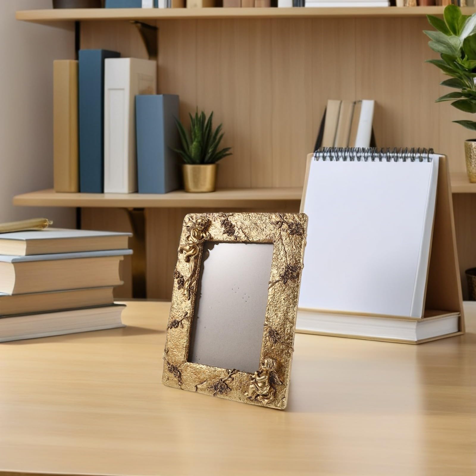 EXCEART Marco de Fotos Vintage Dorado de Resina para Pared, Rectangular