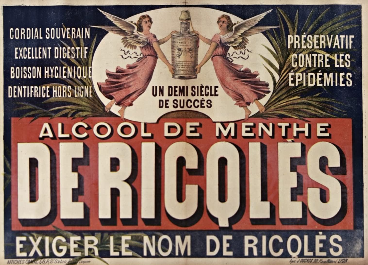 Alcohol-Mint Ricqles Poster Reproduction 50 x 70 cm Luxury Paper 300 g - Sale of HD Digital File Possible See Us