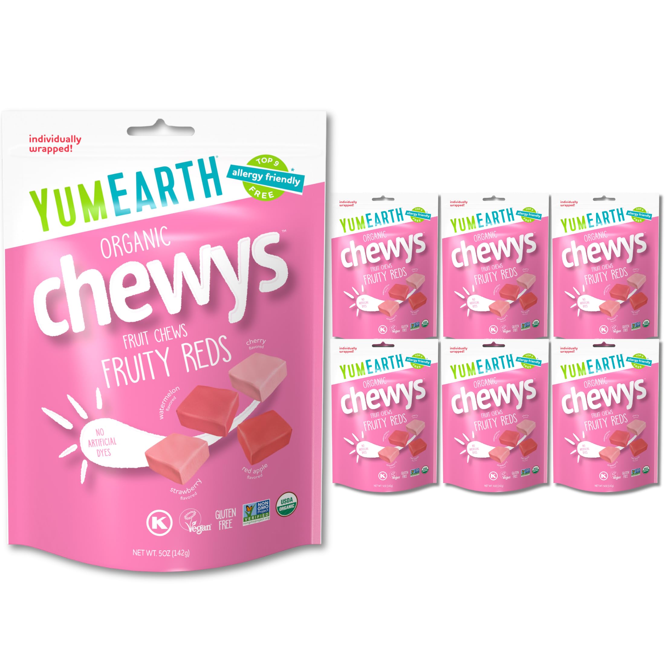 Amazon.com : YumEarth Organic Chewys Fruity Reds Candy Chews, 5oz